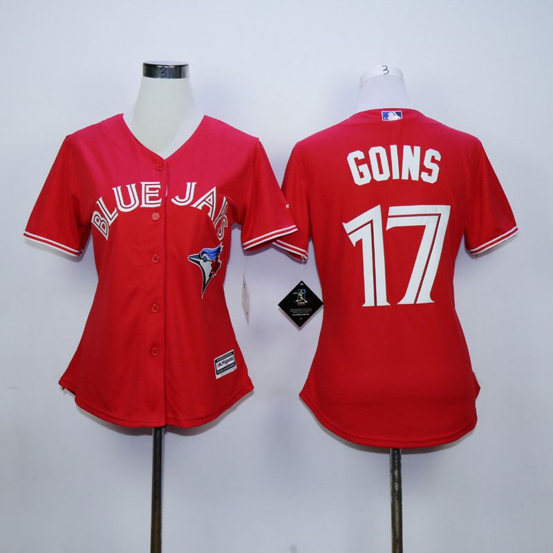 Women Toronto Blue Jays #17 Goins Red MLB Jerseys->youth mlb jersey->Youth Jersey